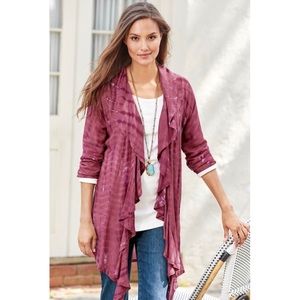 Soft Surroundings Pink Tie Dye Open Cardigan M